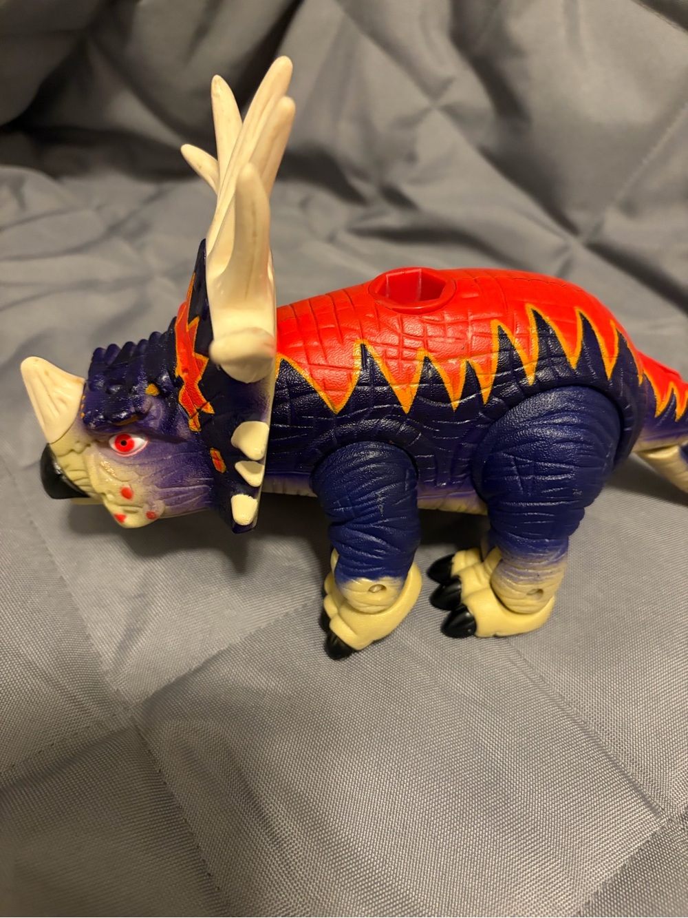 Vintage Fisher-Price Red and Purple Triceratops Action Figure